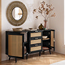 image of 2 door and 3 drawer sideboard with both doors open