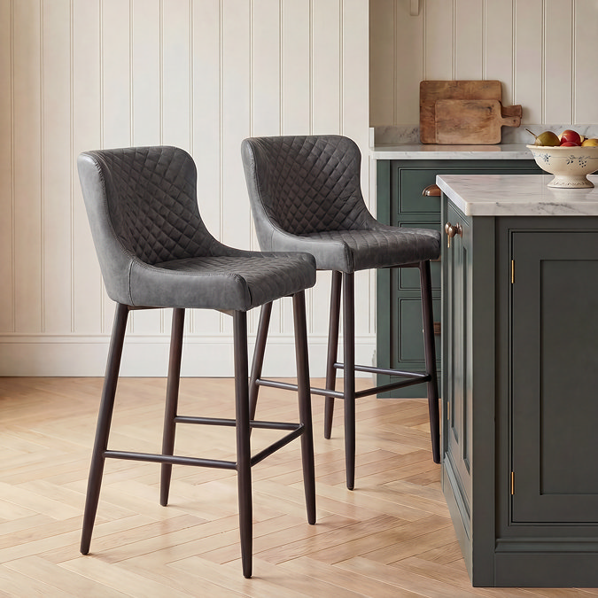Hampshire pair of grey bar stools in kitchen lifestyle