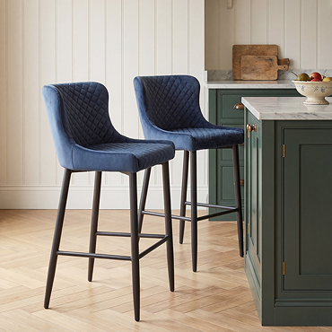 Hampshire blue bar stool in lifestyle kitchen
