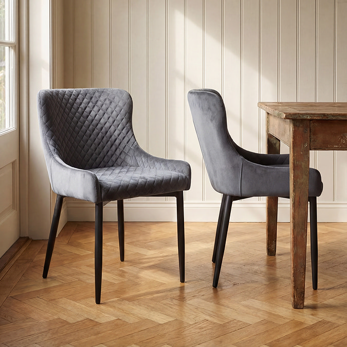 Hampshire pair of grey dining chairs in lifestyle kitchen