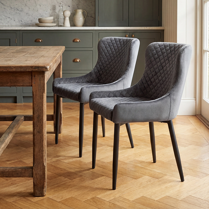 Hampshire pair of grey dining chairs in lifestyle kitchen