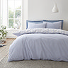Hampton stripe duvet cover set in blue on bed image 2