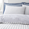 Hampton stripe duvet cover set in blue on bed image 3