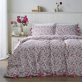 Hannah Floral Bow Fastening Duvet Cover Set - Pink main image