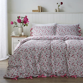 Hannah Floral Bow Fastening Duvet Cover Set - Pink main image