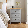 hardwick three drawer bedside table with oak top