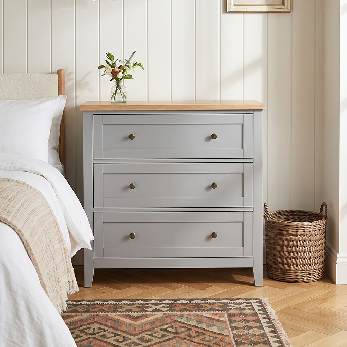 image of 3 drawer grey chest