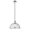 image cut out on white background of pendant light with ribbed glass shade