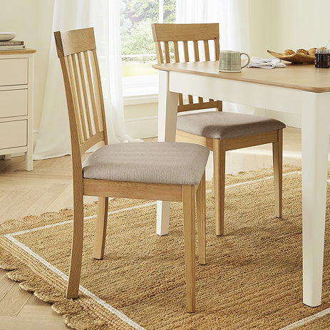image of natural oak upholstered dining chair