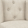 close up on plush stone coloured fabric of bar stool