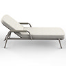 side on cut out image of light coloured fabric sun lounger with aluminium frame