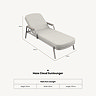 cut out of light grey sun lounger with dimensions specification below