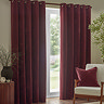 Heavy chenille eyelet curtains in beetroot on window image 1