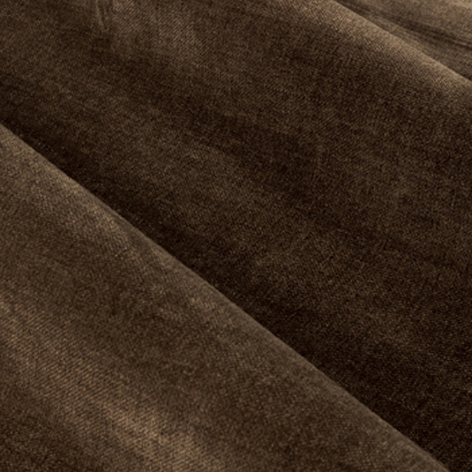 close up on texture and colour of rich brown heavy chenille curtains