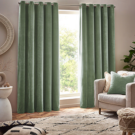 Heavy chenille eyelet curtain image 1