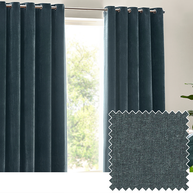 Heavy chenille marine eyelet curtain image 2