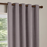 Heavy Chenille Mauve Eyelet curtains over a window close up image