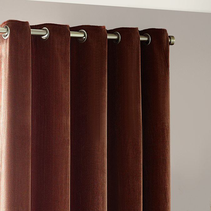 Heavy chenille nutmeg curtains close up image 3