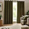 Heavy chenille curtain on window olive image 1