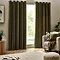 Heavy chenille curtain on window olive image 1