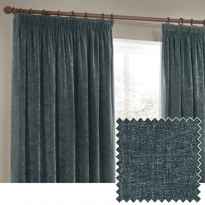 Heavy Chenille curtain swatch in marine image 6