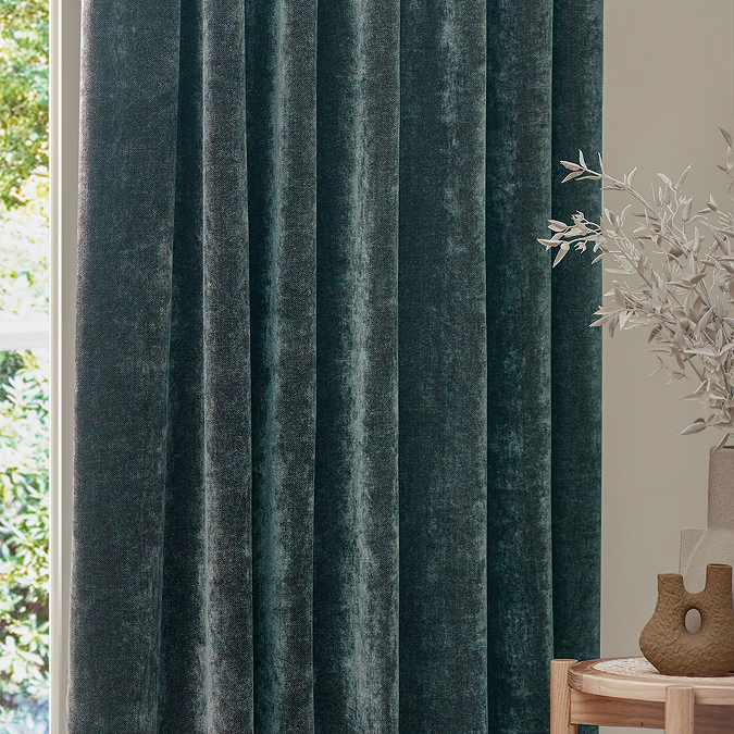 Heavy chenille marine curtain on window image 1