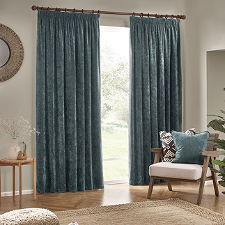 Heavy chenille curtain marine on window image 1