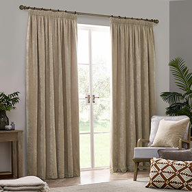 Heavy chenille natural curtain on window image 1