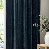 Heavy chenille navy Curtain close up image 2