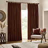 Heavy chenille nutmeg curtains on window image 1