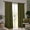 Heavy chenille olive curtain on window image 1