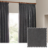 Heavy chenille Charcoal swatch of curtains on window Image 4