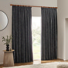 Heavy Chenille Pencil Pleat curtain in Charcoal on window image 4