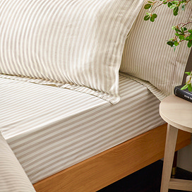 Hebden Stripe Natural Fitted Sheet