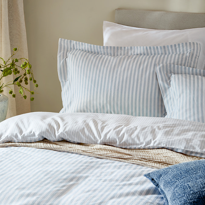 Hebden Duvet Cover Set in mineral blue close up image 2