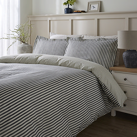 Hebden Mélange Stripe Duvet Cover Set - Black main image