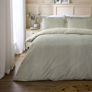 Hebden Mélange Stripe Duvet Cover Set - Green main image