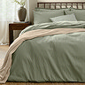 Relaxed seersucker duvet cover set in bay green
