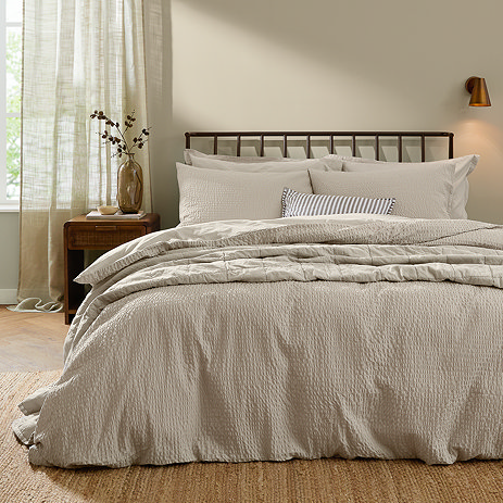 Hebden relaxed seersucker duvet cover set stone