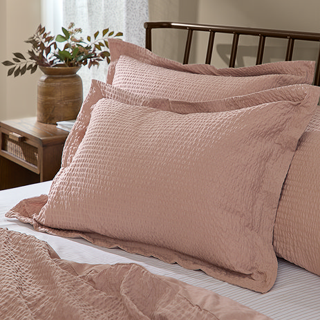 Hebden Relaxed seersucker pillowcase pair cotta
