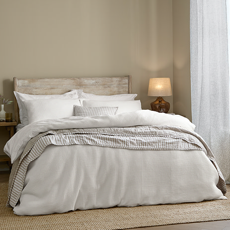 Hebden relaxed waffle duvet cover set chalk