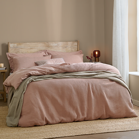 Hebden relaxed waffle duvet cover set cotta