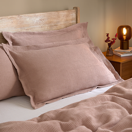 Hebden Relaxed Waffle pillowcase pairs cotta