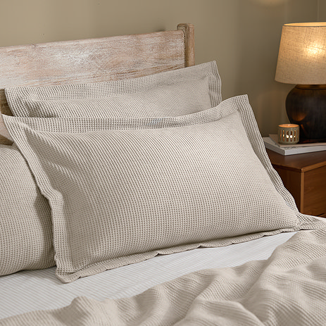 Hebden Relaxed Waffle pillowcase pairs stone