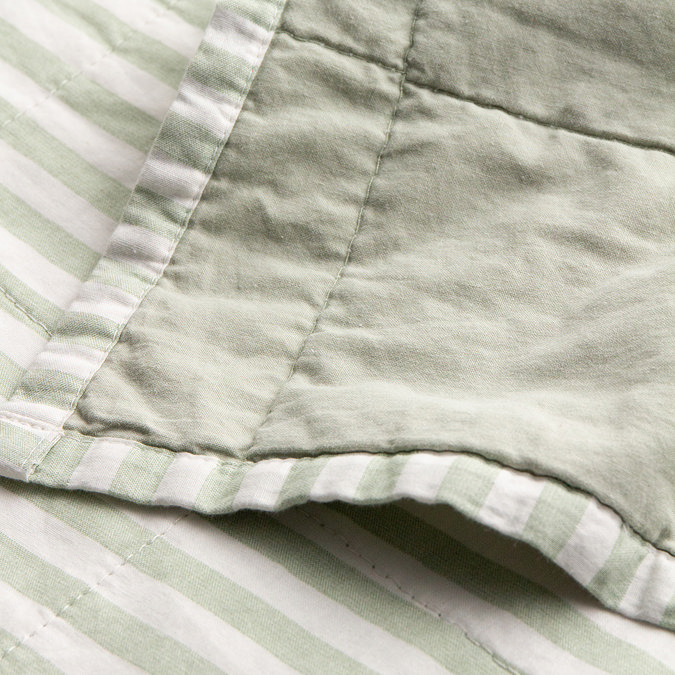 Hebden Stripe 150x200cm Bedspread - Eucalyptus and Bay Green