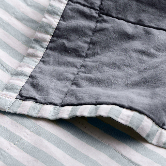Hebden Stripe 150x200cm Bedspread Mineral and Denim Blue