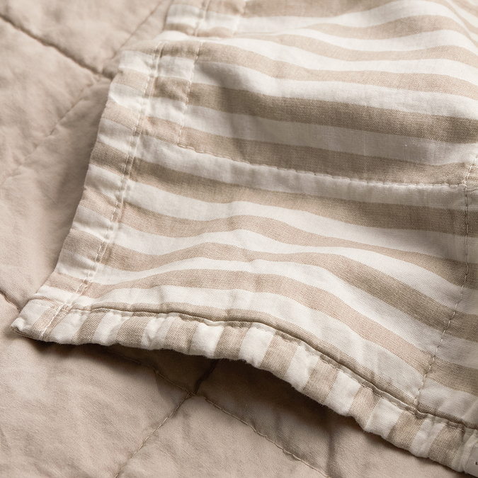 Hebden Stripe 150x200cm Bedspread - Natural and Stone