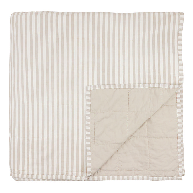Hebden Stripe 150x200cm Bedspread - Natural and Stone