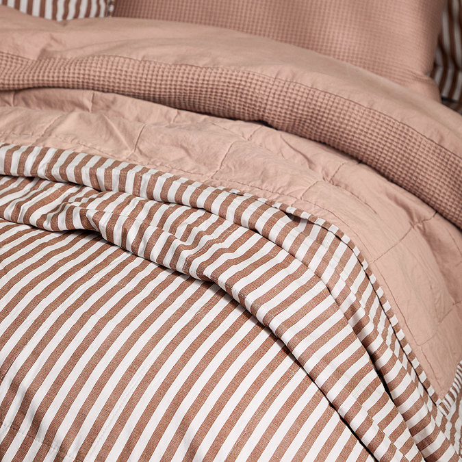 hebden stripe pecan and cotta bedspread