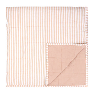 Hebden Stripe 265x265cm Bedspread Blush and Cotta